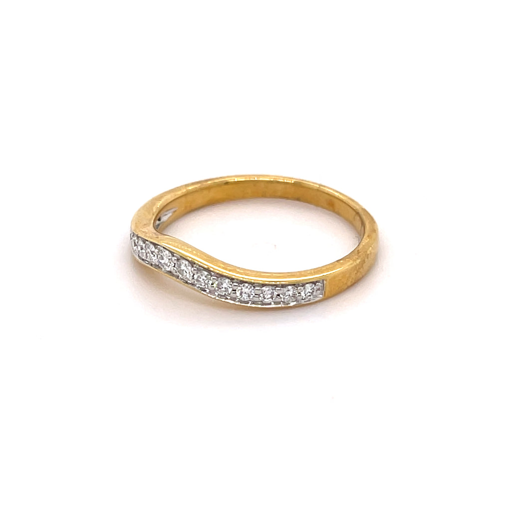 Yellow Gold Curved Diamond Ring