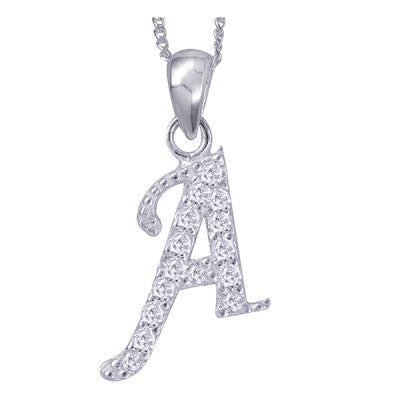 Initial Silver Pendant - Sparkling Cursive