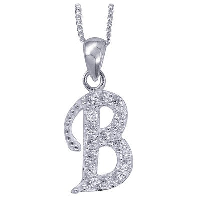 Initial Silver Pendant - Sparkling Cursive