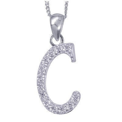 Initial Silver Pendant - Sparkling Cursive