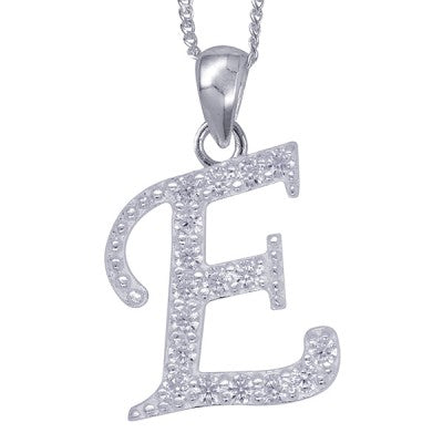 Initial Silver Pendant - Sparkling Cursive