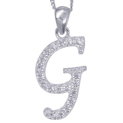 Initial Silver Pendant - Sparkling Cursive