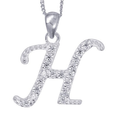 Initial Silver Pendant - Sparkling Cursive