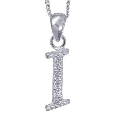 Initial Silver Pendant - Sparkling Cursive