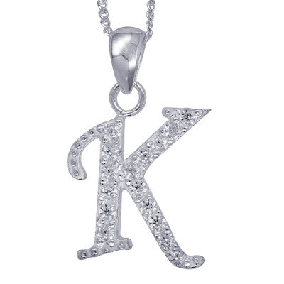 Initial Silver Pendant - Sparkling Cursive
