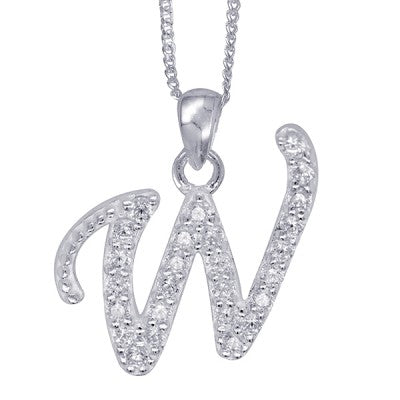 Initial Silver Pendant - Sparkling Cursive
