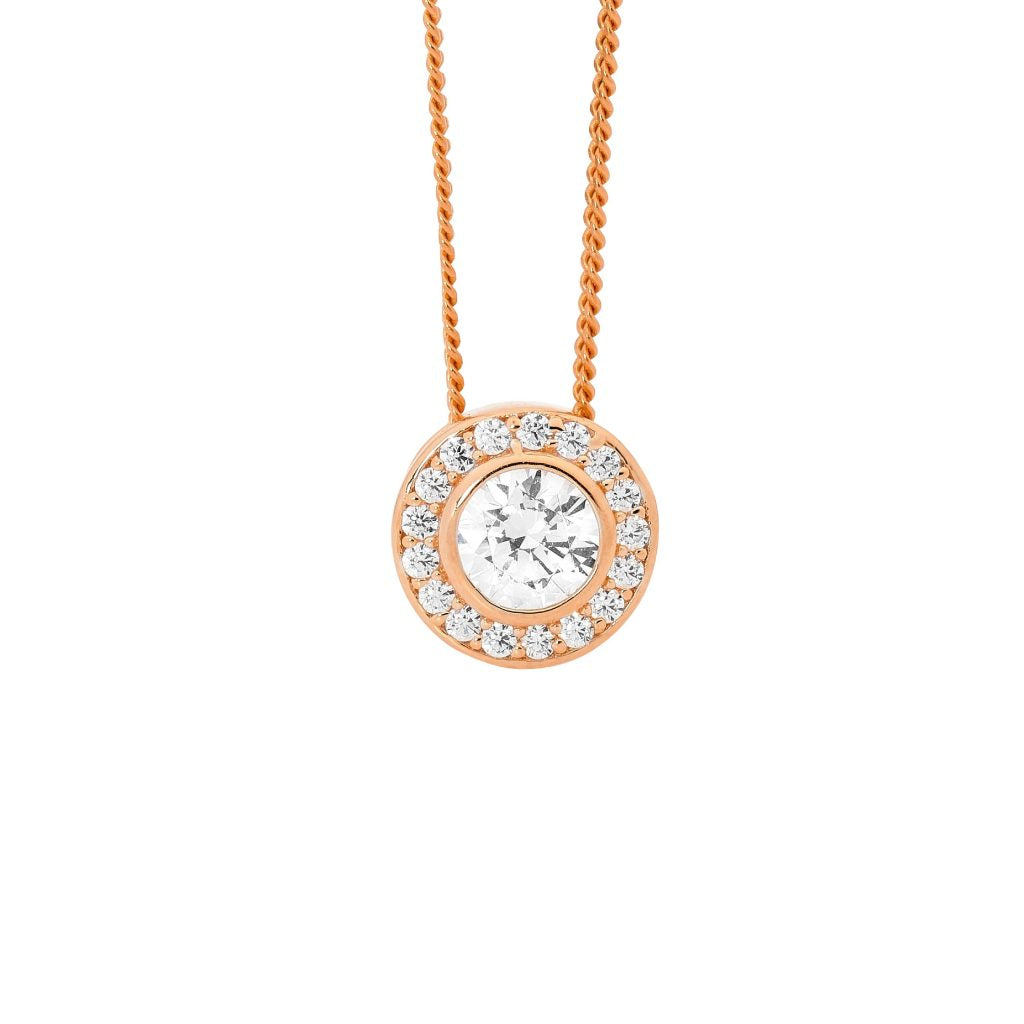 CZ Round RGP Pendant with CZ Halo