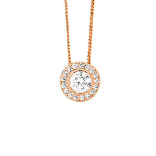 CZ Round RGP Pendant with CZ Halo