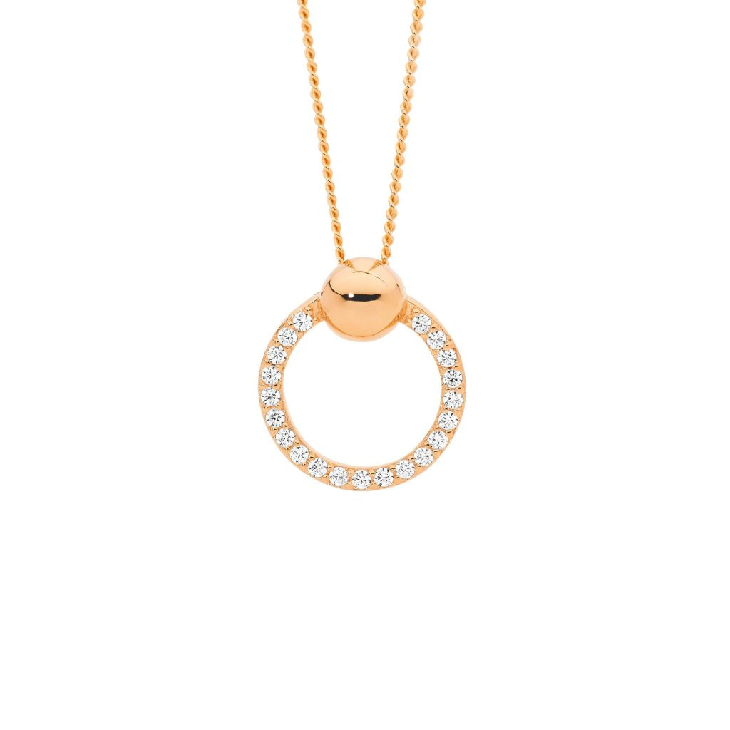 Circle with Ball CZ Pendant - 3 colours