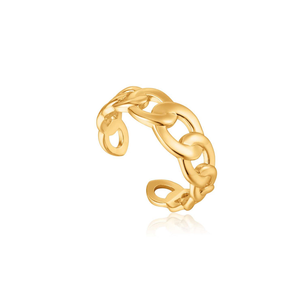 Curb Chain Adjustable Gold Ring