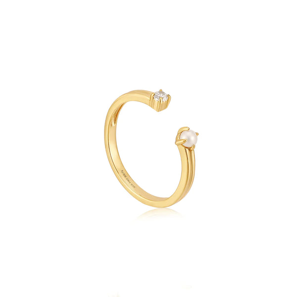 Pearl Power - Pearl Sparkle Adjustable Gold Ring