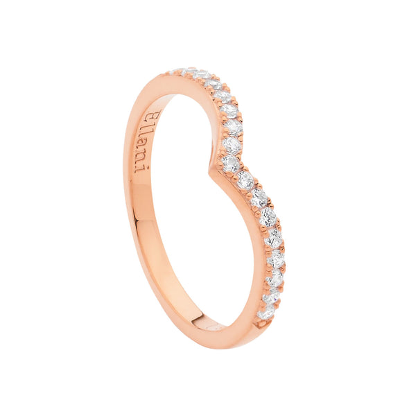 Ring - Rosegold Wishbone CZ - Different Sizes