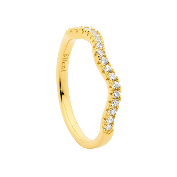 Ring - Gold Wave CZ - Size 7 (N1/2)