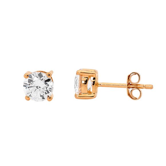 Rose Gold Round Claw Set Stud Earring