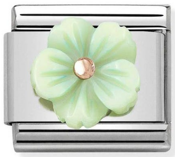 Nature - Green Bloom Rosegold Charm