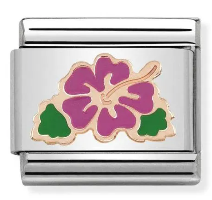 Nature - Fuchsia Hibiscus Rosegold Charm