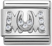 Family - Mum with CZ Silver Charm