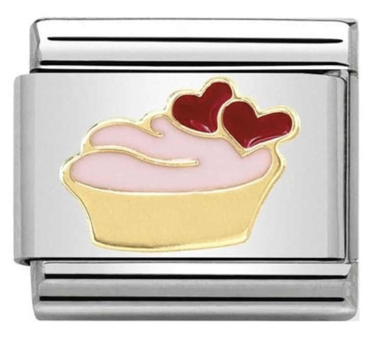 Muffin with hearts Gold Charm
