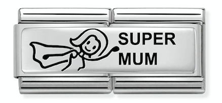 Super Mum Double Link Silver Charm