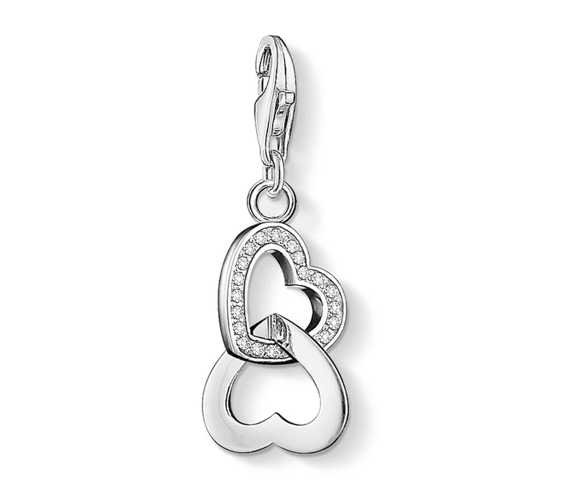 Linked Hearts with CZ Silver Charm