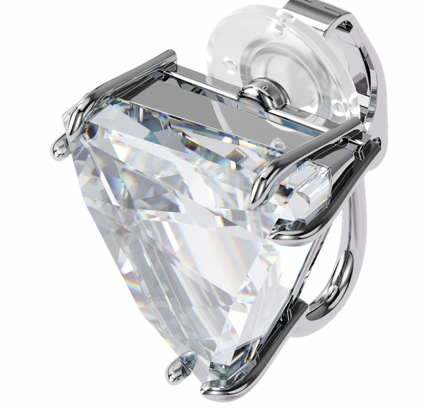 Mesmera Single Delta White Rhodium Clip Earrings