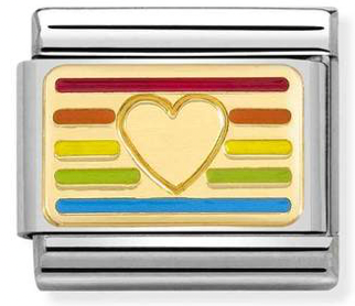 Rainbow Heart Flag Gold Charm