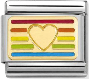 Symbols - Rainbow Heart Flag Gold Charm