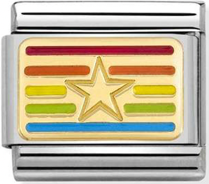 Symbols - Rainbow Star Flag Gold Charm