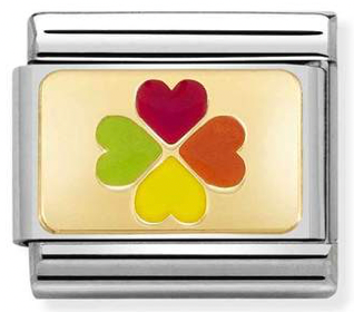 Rainbow - Four Leaf Clover Charm