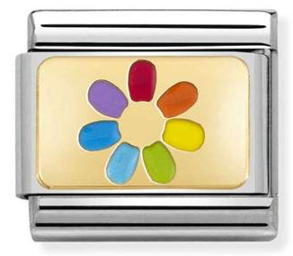 Rainbow Flower Gold Charm