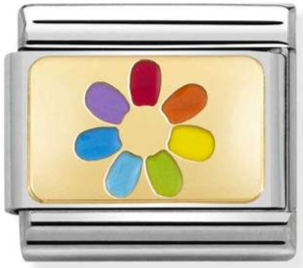 Rainbow - Flower Gold Charm