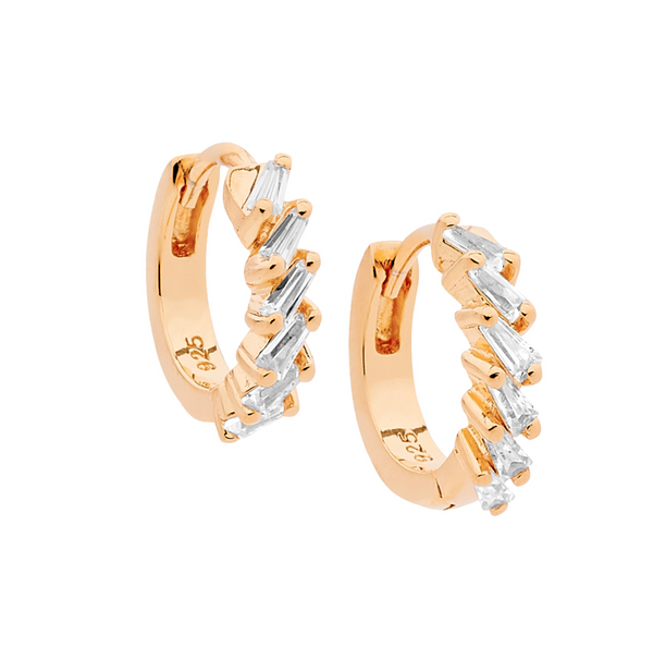 Baguette Huggie Rosegold Earring