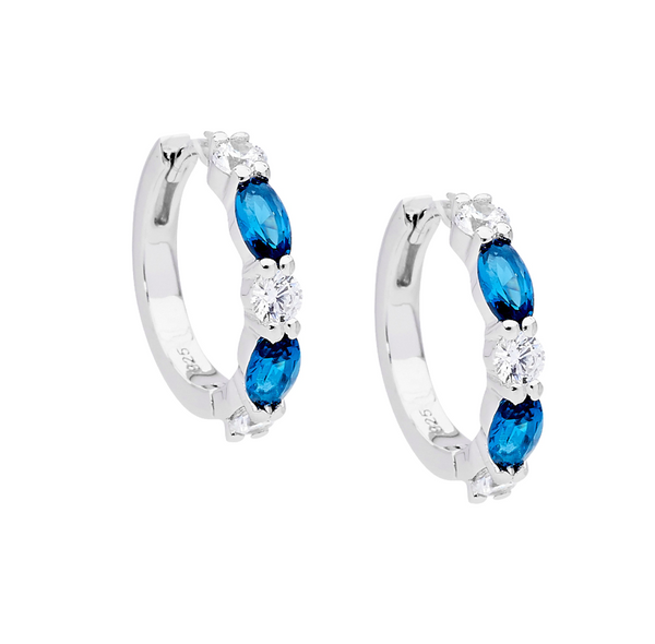 Blue and White Huggie Earrings