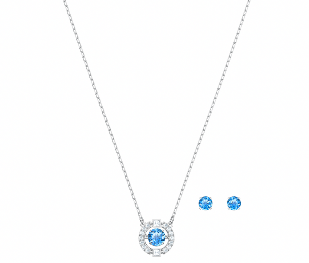 Blue Sparkling Dance Necklace Earring Set