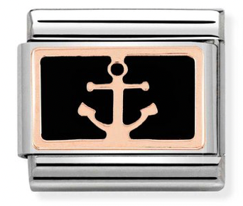 Anchor Black Charms in Rose Gold
