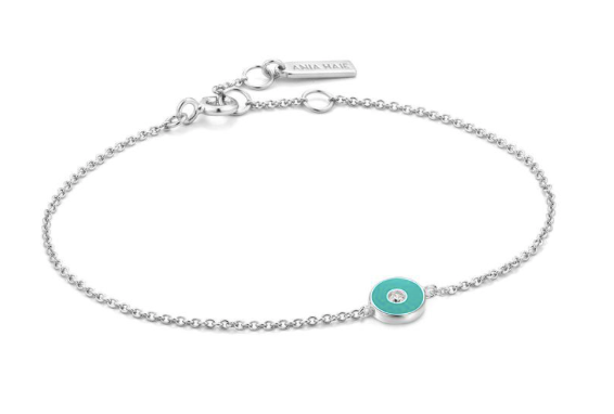 Bright Future - Teal Enamel Disc Silver Bracelet