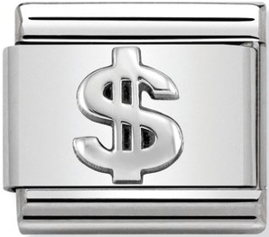 Symbols - Dollar Sign Silver Charm