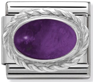 Gemstones - February Birthstone (Amethyst) Twist Silver Charm
