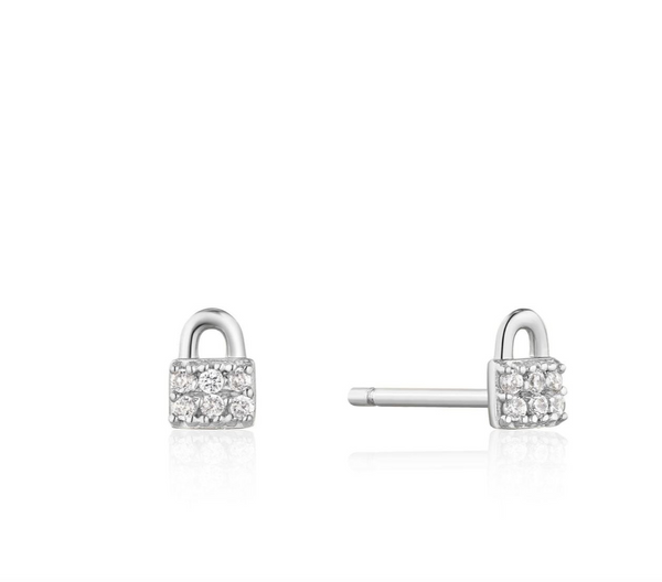 Under Lock & Key - Padlock Sparkle Stud Earrings