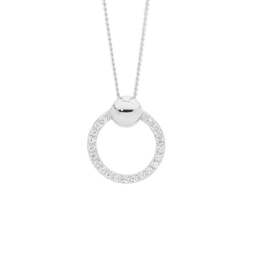 Circle with Ball CZ Pendant - 2 colours