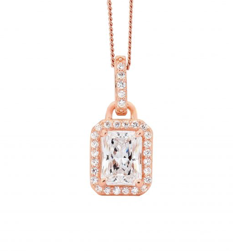 CZ Emerald Cut Pendant - 2 colours