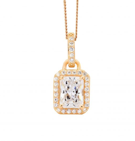 CZ Emerald Cut Pendant - 2 colours