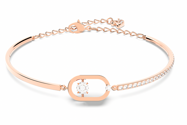 Sparkling Dance Bracelet - Round cut, Oval shape, White, Rose gold-tone plated