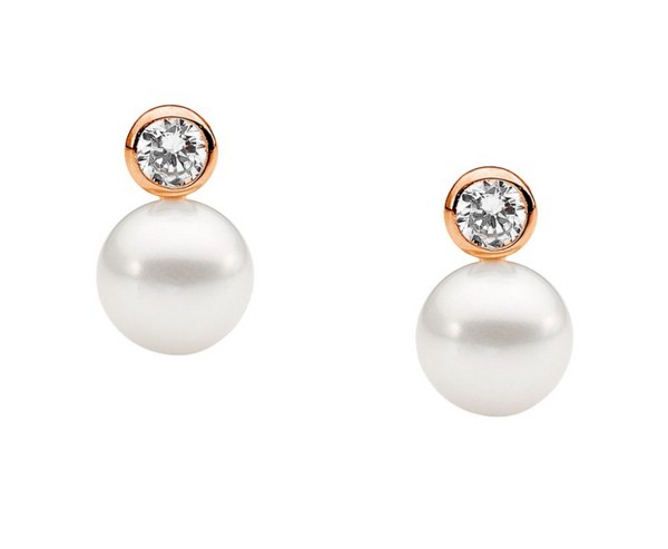 4mm Bezel Set FW Pearl Earrings - 3 colours