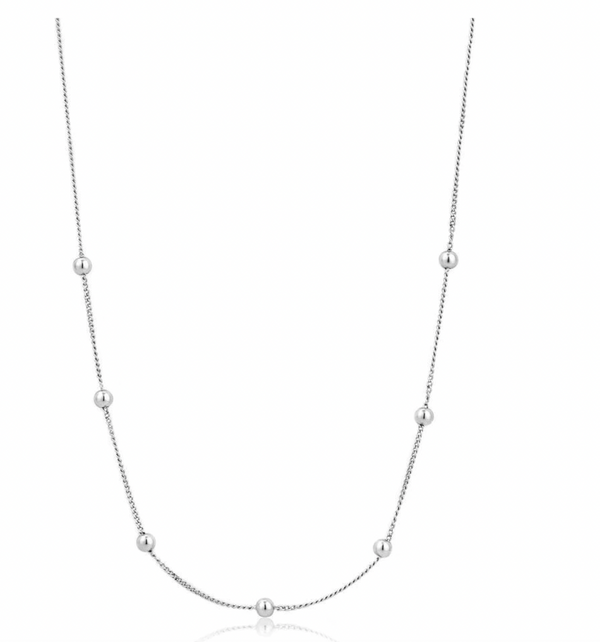 Modern Minimalism - Modern Beaded Silver Necklace