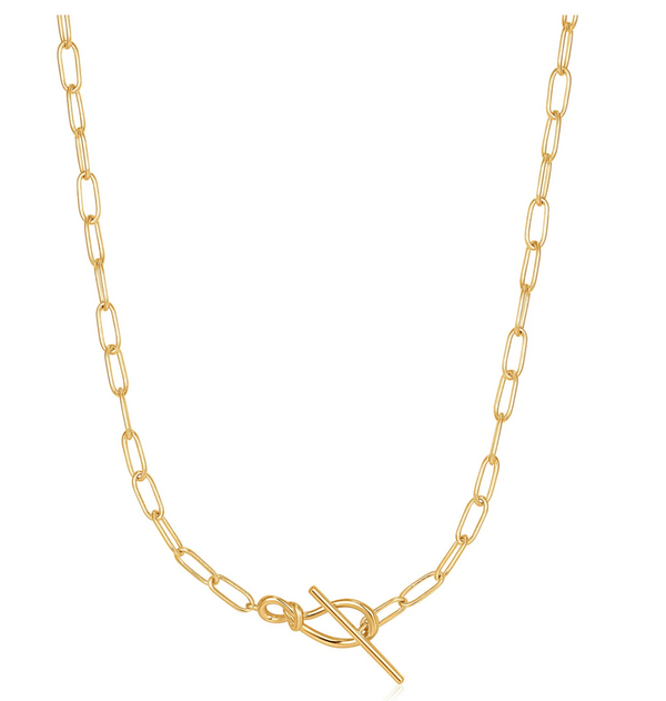 Forget Me Knot - Knot T Bar Gold Chain Necklace