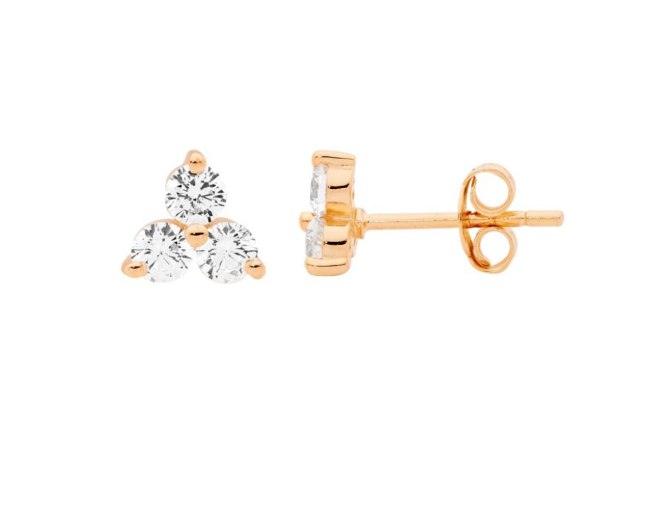 SS 3x3mm WH CZ Claw Set Stud Earrings - 2 Colours