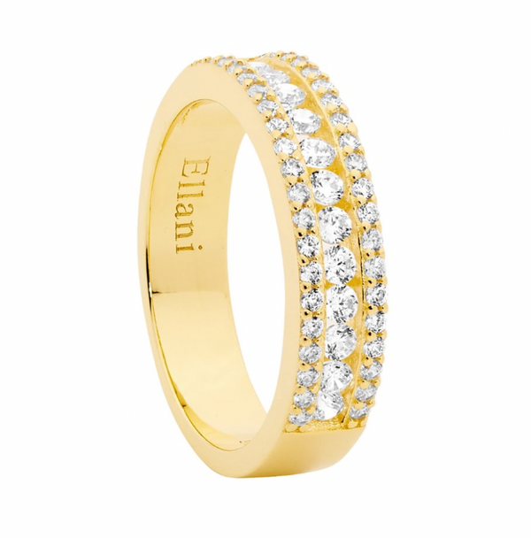 Ring - White CZ Ring with channel set centre row - 2 colours