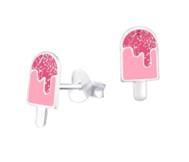 Kids Enamel Ice-cream with Glitter Stud Earrings