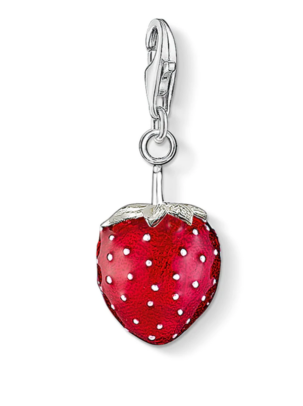 Red Strawberry Silver Charm